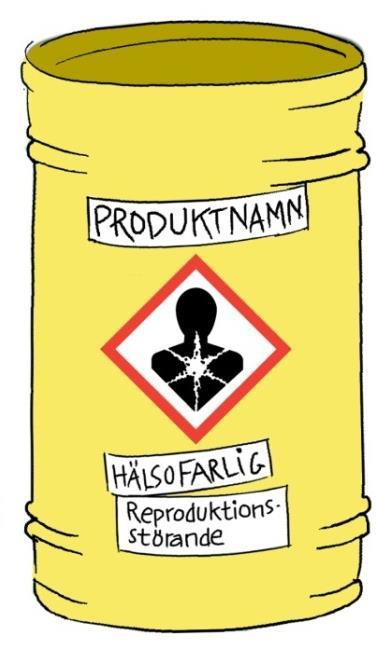 Märkning av behållare innehållande farliga kemiska produkter 19 Märkning som då de släpps ut på marknaden, eller med 1. produktens namn, 2.