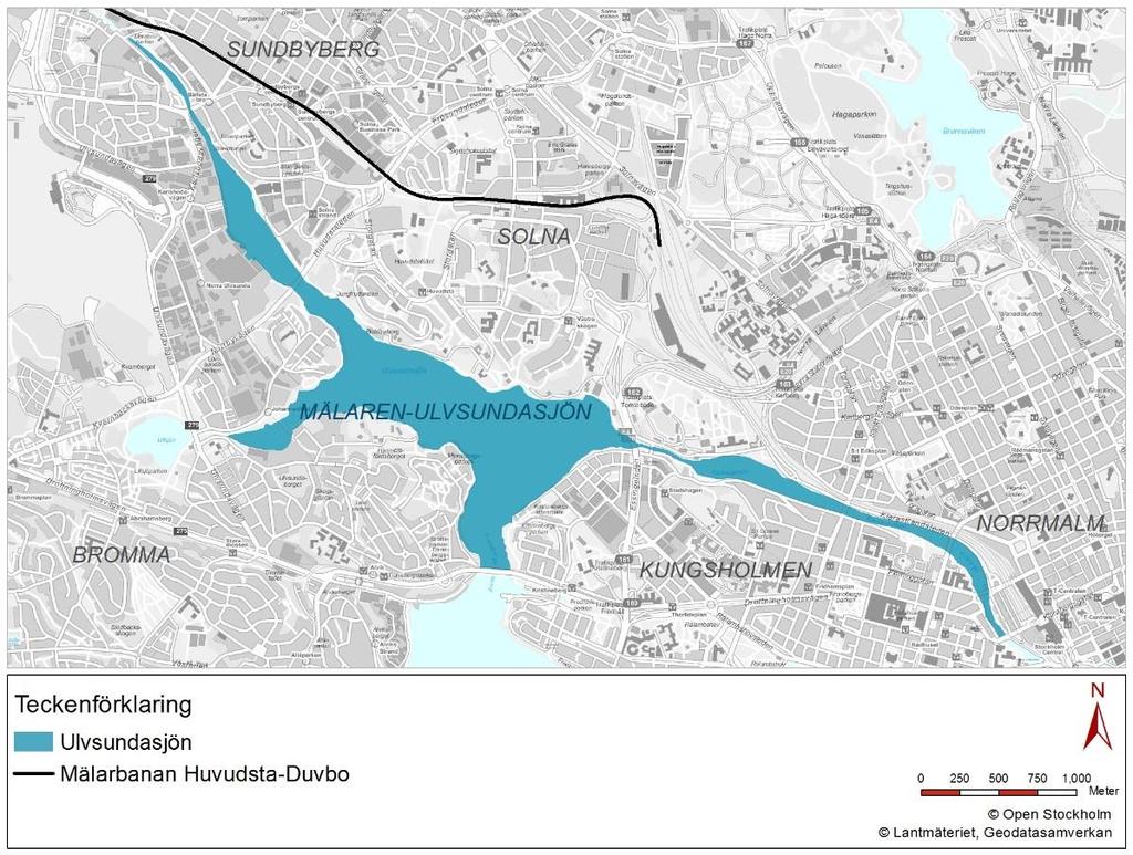 Figur 2. Utbredning av vattenförekomsten Mälaren-Ulvsundasjön. 3.1.