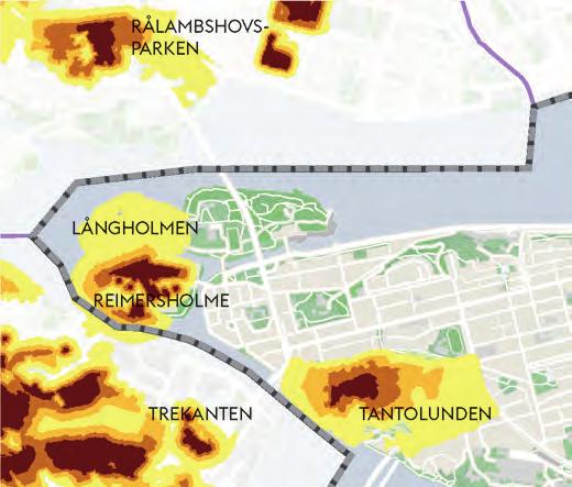 Habitatnätverk eklevande insekter RÅLAMBSHOVS- PARKEN DJURGÅRDEN Kartan visar Södermalms