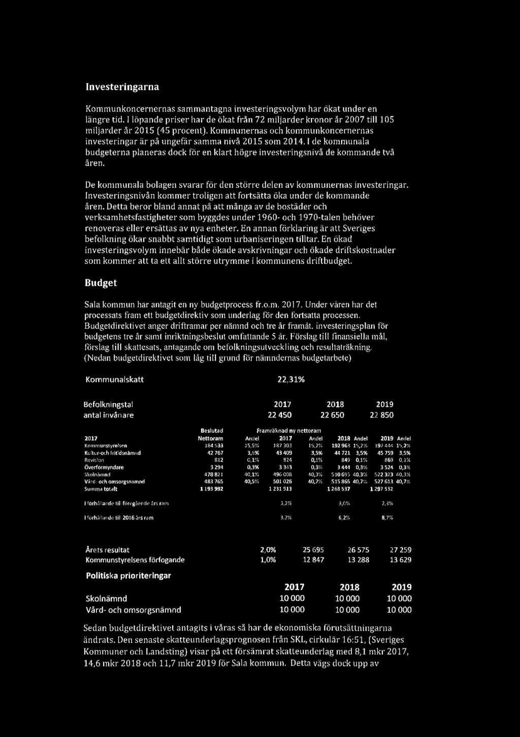Investeringarna Kommunkoncernernas sammantagna investeringsvolym har ökat under en längre tid. l löpande priser har de ökat från 72 miljarder kronor år 2007 till 105 miljarder år 2015 [45 procent).