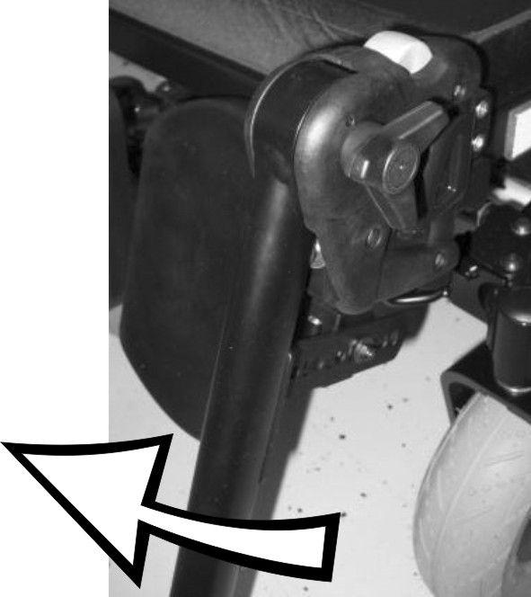 Invacare Ultra Low Maxx av Motion Concepts 1. 6. 2. Benstödens ändposition bestäms av en gummibuffert (1). 7. Använd den fasta nyckeln för att lossa kontramuttern (1). 3.