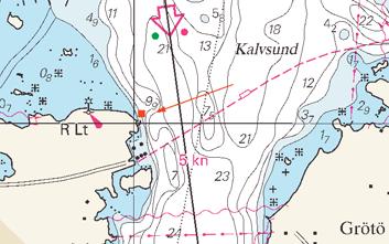 7 Nr 57 Nyupptäckt grund NO om Hönö. / Shoal NE of Hönö Sjöfartsverket Göteborg. Publ. 1 mars 2005 * 2412 (P) Sjökort/Chart: 9312, 9313 Sverige. Kattegatt. Göteborgs angöring. Lysboj flyttad.
