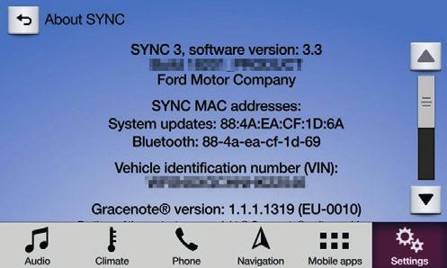 din SYNC-version: 1. Tryck på fliken Inställningar 2. Tryck sedan på Allmänt 3.