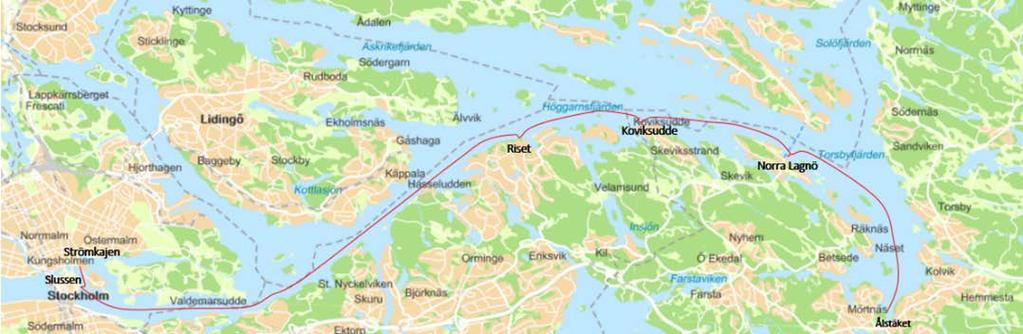 4(7) Värmdö-Nacka-Stockholm. Linjen utgår från Ålstäket och har mellanliggande stoppställen vid Norra Lagnö, Koviksudde och Riset. I Stockholm trafikeras Slussen och Strömkajen.