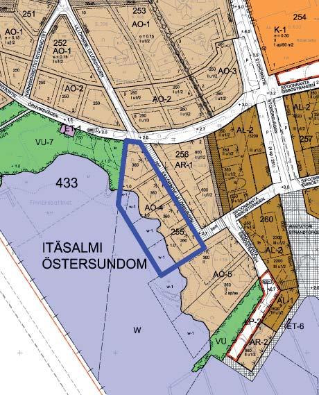 Ote tä-uudenmaan maakuntakaavasta (YM 5.2.200). Storörenin niemen sijain kartalla on osoite u punaisella nuolella. Utdrag ur landskapsplan för östra Nyland (miljöministeriet 5.2.200). Storörens udd visas på kartan med en röd pil.