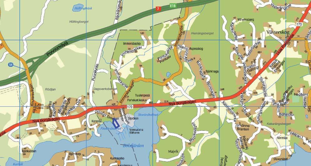 Alueelta on matkaa Etelä- Sipoon paikalliskeskukseen ja Sipoon toiseksi suurimpaan taajamaan Söderkullaan noin 7 km.