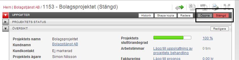 Administration projektöversikt