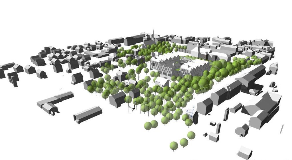 kyrkan nya skolan Centralskolan Volymstudie Vy 02 Vy sett från