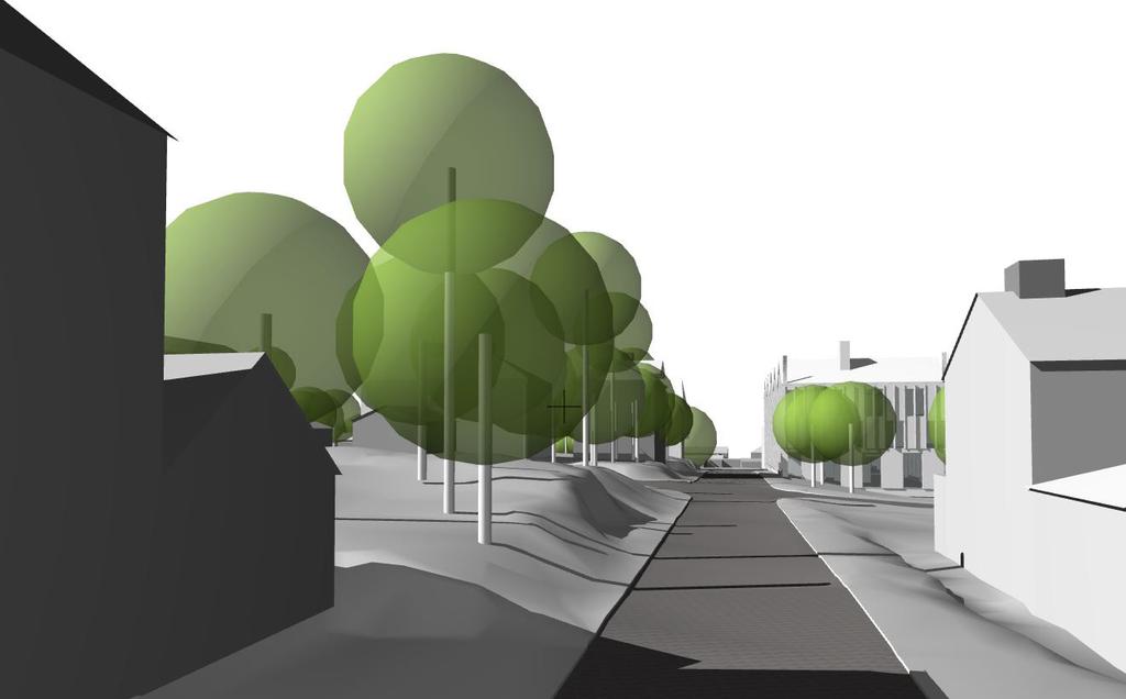 FÖRSLAGET NYTT Volymstudie Vy 02 08 Vy sett från nordost mot korsningen