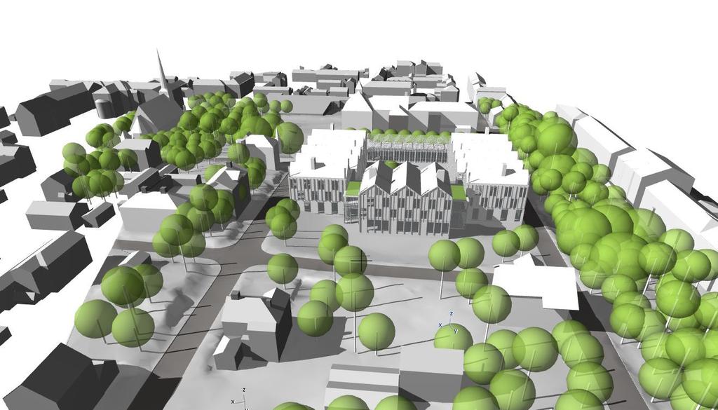 kyrkan Centralskolan FÖRSLAGET NYTT Volymstudie Vy 02 09 Vy sett från