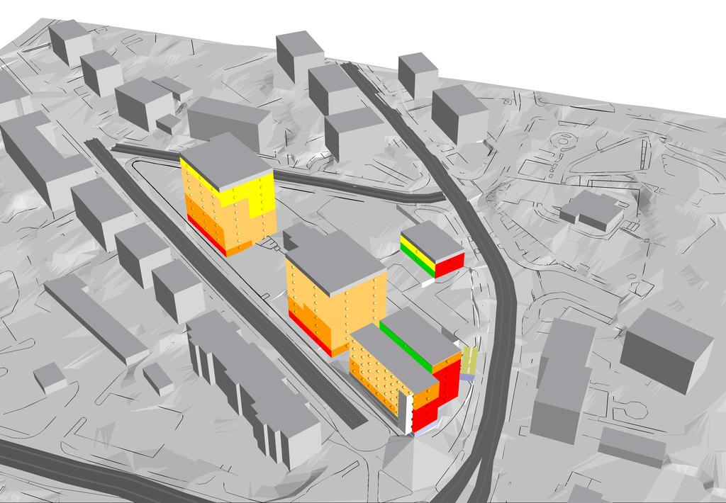 Elevation in m <= 10 10 < Kv Skansen, Ulricehamn Situation framtidsprognos 2030 Maximal ljudnivå vid fasad ÖVRIGT Ljudnivåerna visas som frivältsvärden, dvs exklusive reflex i den närmsta fasaden.