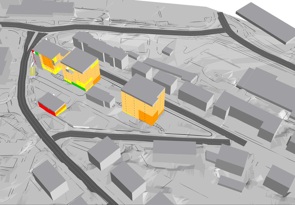 Elevation in m <= 10 10 < Kv Skansen, Ulricehamn Situation framtidsprognos 2030 Maximal ljudnivå vid fasad ÖVRIGT Ljudnivåerna visas som frivältsvärden, dvs exklusive reflex i den närmsta fasaden.