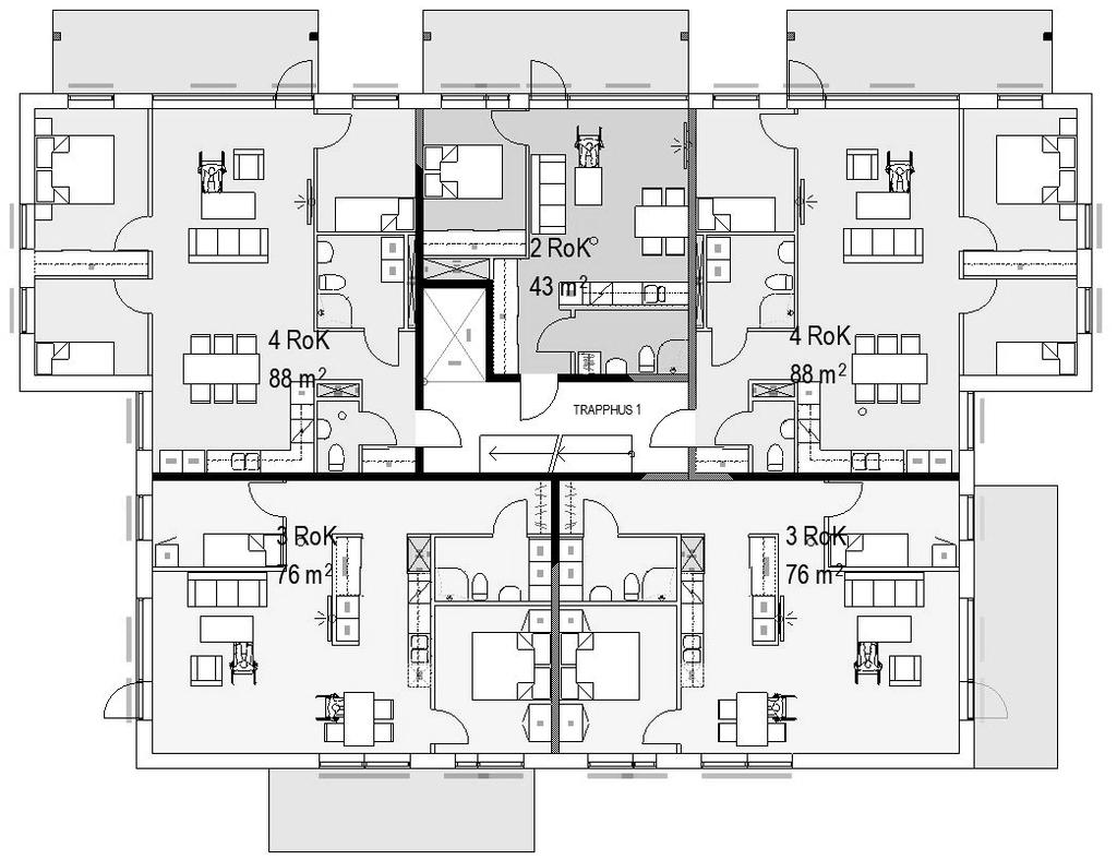 Rapport -19032900 Plan 4-6 Figur 3, Lägenheter i hus 1