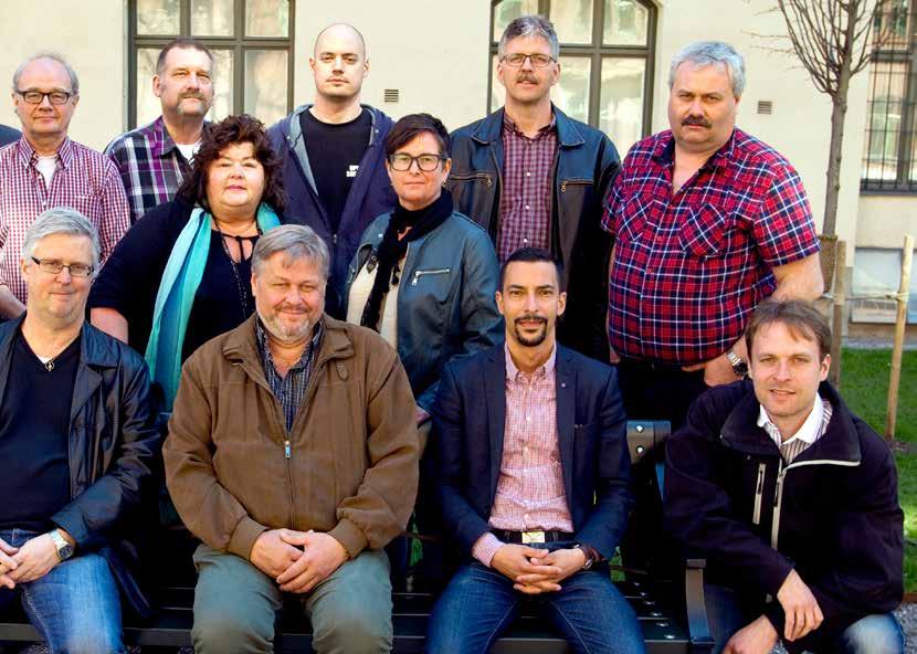 Förbundsstyrelsen från vänster främre raden: Tommy Wreeth, Lars Lindgren, Markus Pettersson och Petri Perälä avd 46.