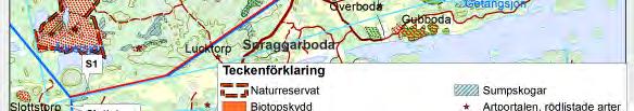 Dokumenterade naturintressen från länsstyrelsen och skogsstyrelsen i och i anslutning till utbyggnadsförslaget Sumpskog Fem sumpskogar finns utmed utbyggnadsförslaget varav tre är belägna strax norr