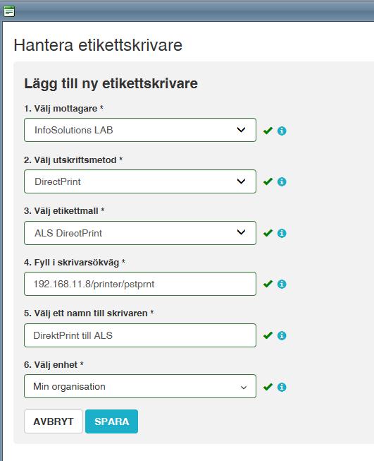 1.5 Inställningar i LabPortalen Öppna LabPortalen, skapa en ny remiss, gå till provtagningsvyn och längst ner i remissen klickar man på länken Hantera etikettskrivare (OBS du måste ha behörigheten