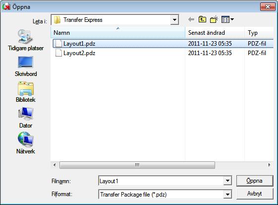 Överföra mallar med P-touch Transfer Express Överföra flera Transfer Package-filer