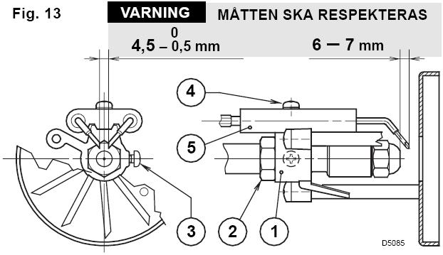 4.3 JUSTERING AV HUVUD (se fig. 12, sid. 7) Justeringen beror på brännarens tillförsel.
