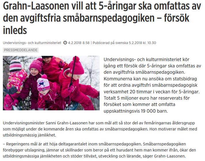 Annat aktuellt inom småbarnspedagogiken Förändringar i grunderna sannolika även inom den närmaste framtiden eventuella lagändringar när det gäller stöd.