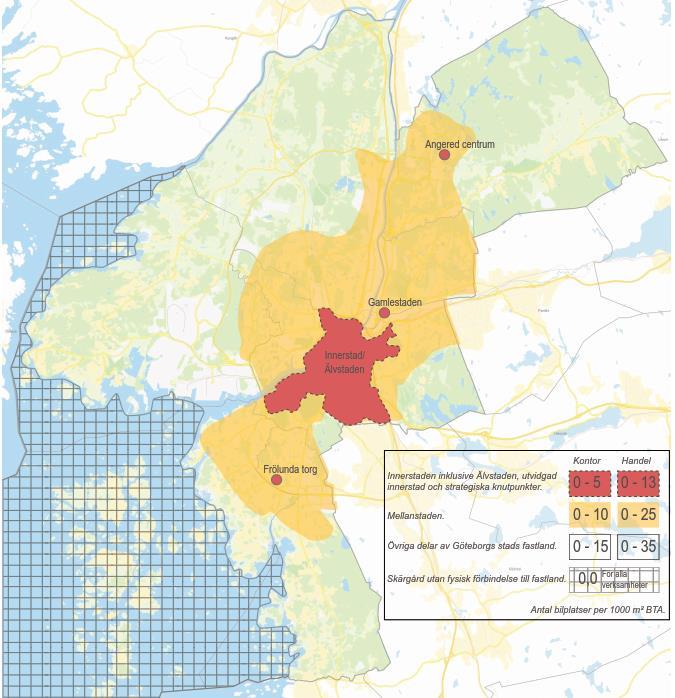 3.2 Bilparkering I kapitlet nedan beskrivs startvärdena för parkeringstal för bil för respektive verksamhet. 3.2.1 Verksamheter I.