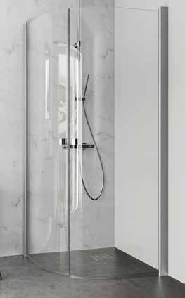 duschvägg för badkar i 6 mm härdat klart säkerhetsglas och med silverfärgad profil Mått: 750 mm, höjd 1400