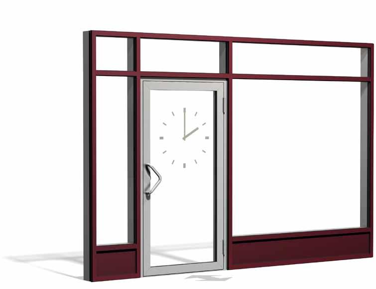 Inspiration Exponera eller insynsskydda Butiksentré Enkeldörr i fasta partier ger stabilitet.