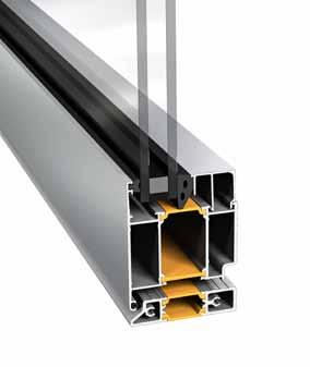 2050 för interiöra lösningar 2074 för krav på isolering Dörrsystemet är uppbyggt på oisolerade aluminiumprofiler med profildjup på 50 mm. Finns med integrerat eller utbytbart anslag.