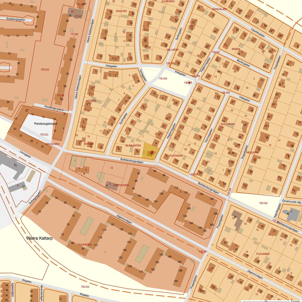 Metria FastighetSök - Malmö Blåklinten 8 Läge, karta Område N (SWEREF 99 TM) E (SWEREF 99 TM) 1 6161051.