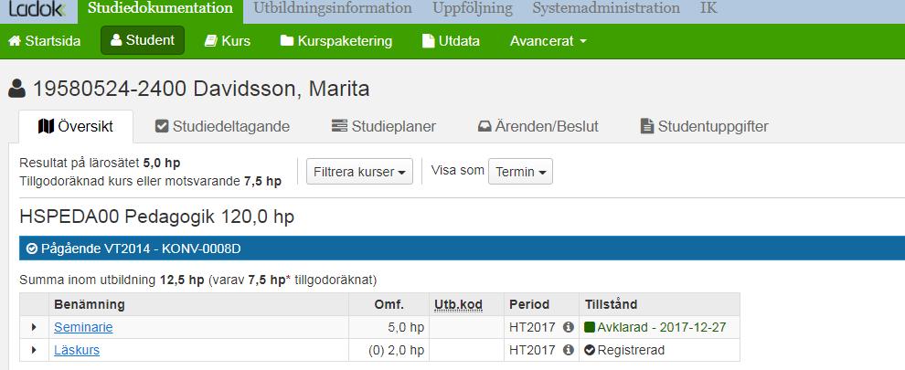 forskarutbildningsämnet hittar kursen. 28.