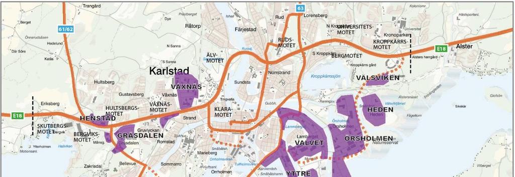 17 (94) Figur 6. Målpunkter logistik och industri. 2.7. Redan planerade åtgärder på det primära vägnätet Trafikverket och Karlstads kommun arbetar sedan tidigare med ett antal åtgärder för ökad