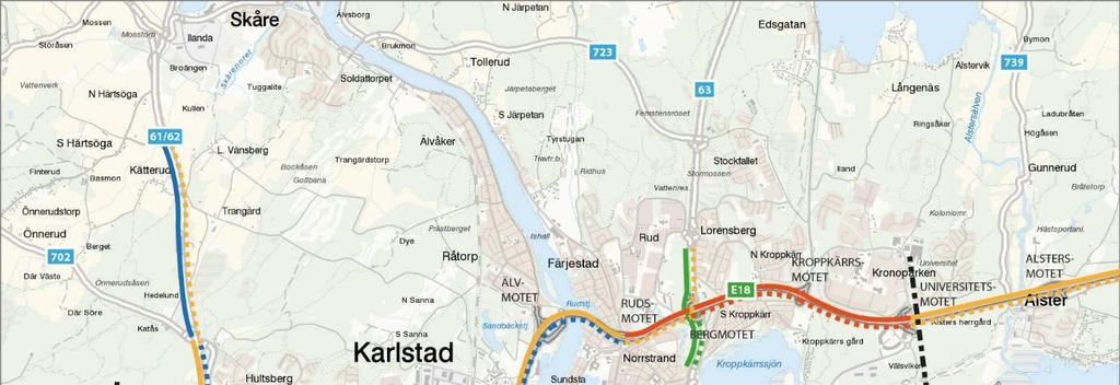 36 (94) Enligt Trafikverkets mätningar varierar medelhastigheten över dygnet mellan Skutbergsmotet och Universitetsmotet mellan 85-95 km/tim för personbilar, motsvarande siffra för tung trafik är