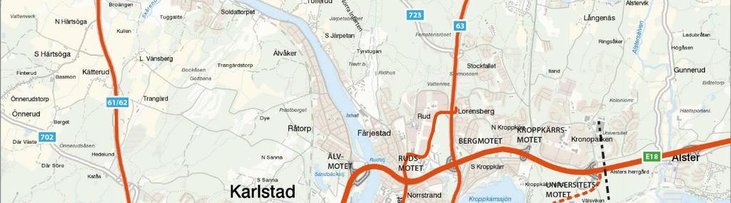 Sammanfattning Hela stråket E18 och därmed även E18 genom Karlstad är en nationellt och internationellt viktig väg vilken är utpekad utifrån samtliga fyra funktioner inom Trafikverkets begrepp