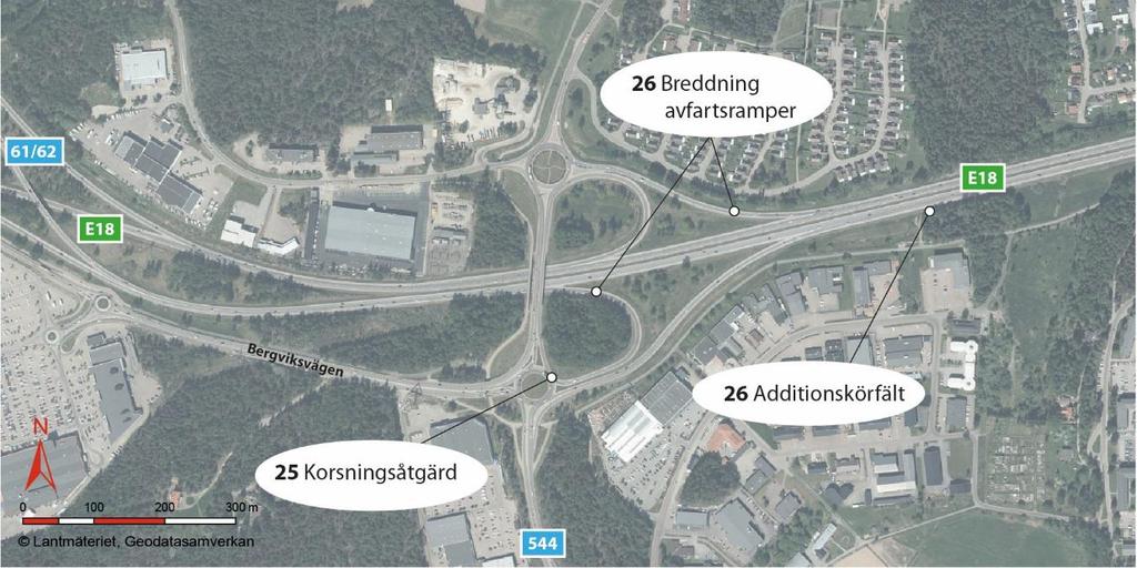 68 (94) Tabell 26. Åtgärdsförslag Hultsbergsmotet. HULTSBERGSMOTET Beskrivning/kommentar: Åtgärdspaketet syftar till att förbättra framkomligheten och trafiksäkerheten i trafikplatsen.