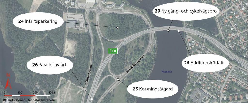 71 (94) Tabell 29. Åtgärdsförslag Älvmotet. ÄLVMOTET Beskrivning/kommentar: Åtgärdspaketet syftar till att förbättra framkomligheten och trafiksäkerheten i trafikplatsen.
