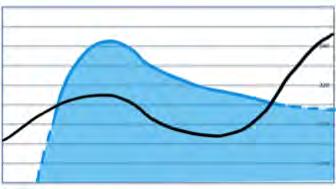 Topography outlined by the black line. Kyanite rock geometry outlined by solid blue line.