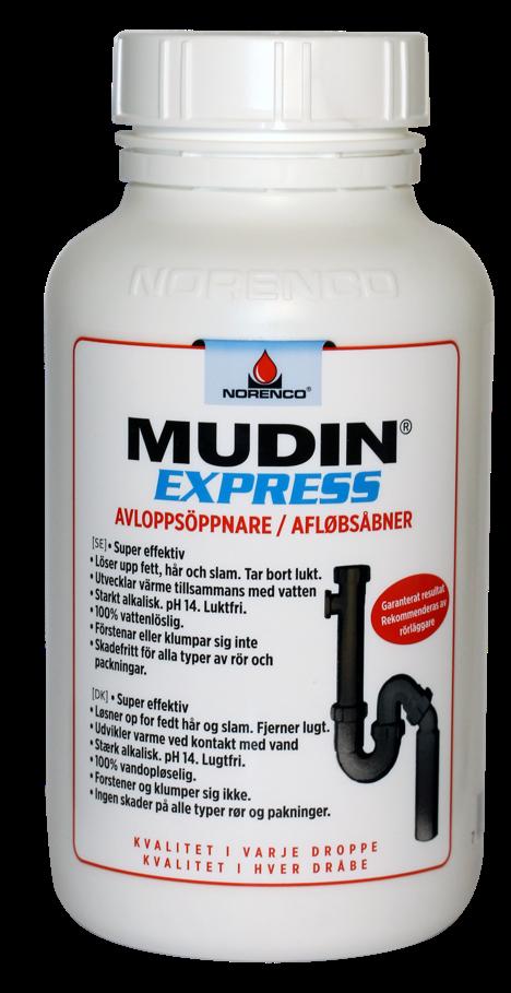 ! MUDIN Express MUDIN Express Avloppsöppnare är supereffektiv mot fett (även hårt fett), slam & hår!