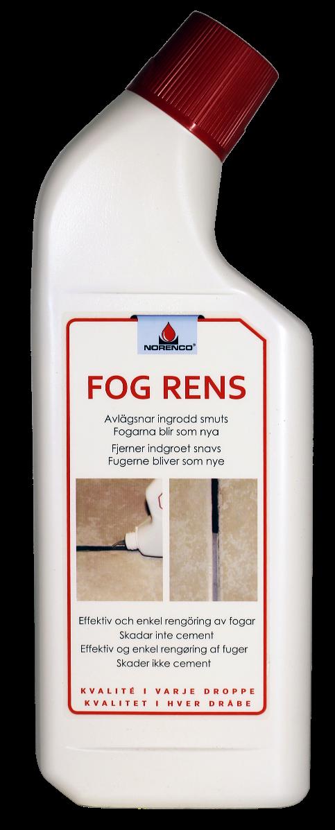 FOG RENS Fog Rens är en ny typ av rengöring för fogar. Den är tjockflytande, mycket effektiv och enkel att använda. Den avlägsnar alla typer av smuts, även om det varit ingrott under en längre tid.