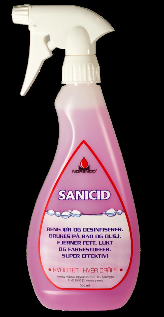 SANICID Sanicid lämpar sig utmärkt för rengöring och decinfisering av dusch, badkar, vägg och golv i våtrum.