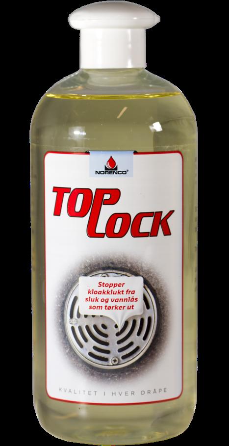 TOPLOCK Top Lock stoppar kloaklukt från avlopp och vattenlås som torkat ut. Den lägger sig som et lock över vattnet och förhindrar uttorkning/dålig lukt.