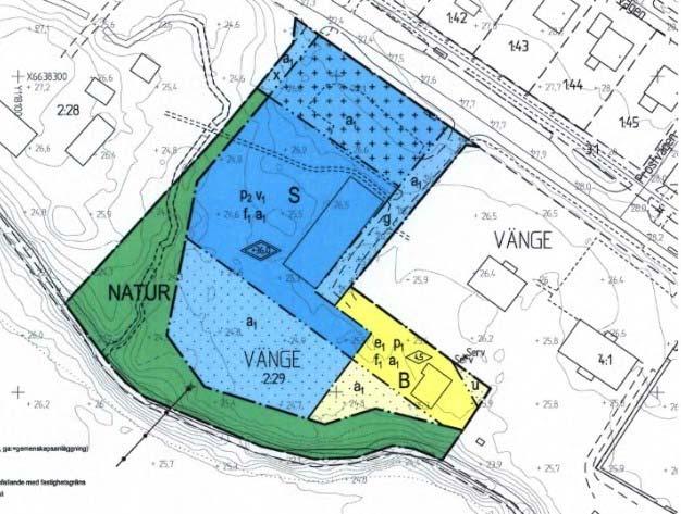 Utsnitt detaljplan för Vänge 2:29 Förändringar Strandskyddet återinträder i samband med att ny detaljplan tas fram men upphävs, genom bestämmelse på plankartan, igen för kvartersmarken.