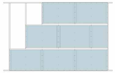 MONTAGEVÄGLEDNING ULTRA BOARD MED 4 FÖRSÄNKTA KANTER 1-lags väggkonstruktion Väggnr: W111, W628B Kapning av Ultra Board Ultra Board kapas med kniv på exakt samma sätt som en vanlig gipsskiva.