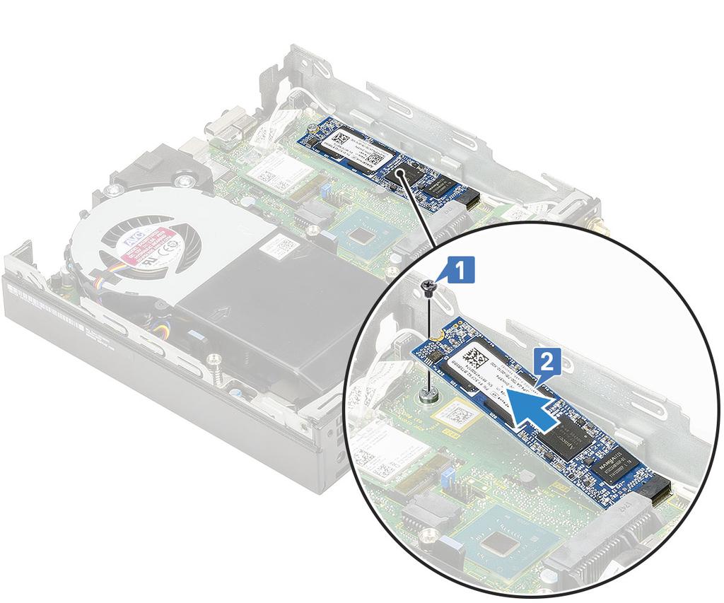 Installera M.2 PCIe SSD OBS: Anvisningarna gäller även M.2 SATA SSD. 1 För att installera M.2 PCIe SSD: a Sätt i M.