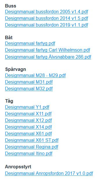 Västtrafiks Designmanualer, ändringar April 2019 Innehåll