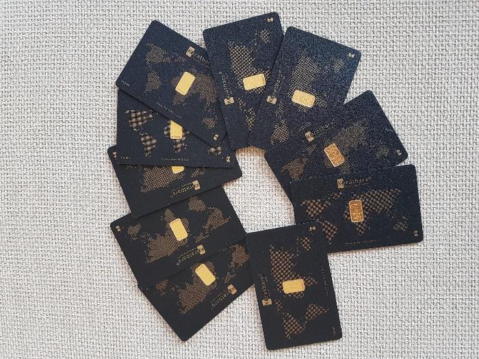 Jag hade samlat på mig lite guld, så tänkte jag skulle pröva med att beställa hem några kort med 1g guld.