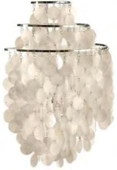 FUN 1WM WALL LAMPS H: 58 cm / D: 22 cm Wall lamp with mother of pearl discs on three ring metal frame.