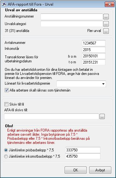 Aveny Hogia PA Nyhetsbrev 1/2016 Sid: 11 2.4 Rapportera till AFA I Nyhets brev 7/2015 redogjorde vi för hur du förbereder AFA-rapporteringen till Fora.