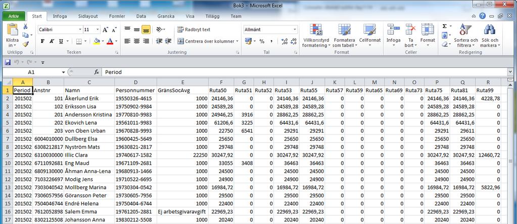 Aveny Hogia PA Nyhetsbrev 4/2015 Sid: 5 Om gränsen är ½ prisbasbelopp skriver programmet ut gränsen i kronor.