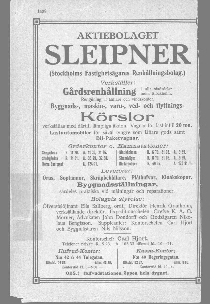 (Stockhoms Fastghetsägares Renhånngsboag.) verkstäer: S&r~,srenh&?!.nng aa stadsdear nom stoci&~m. qengörng af kaare och vndskontor.