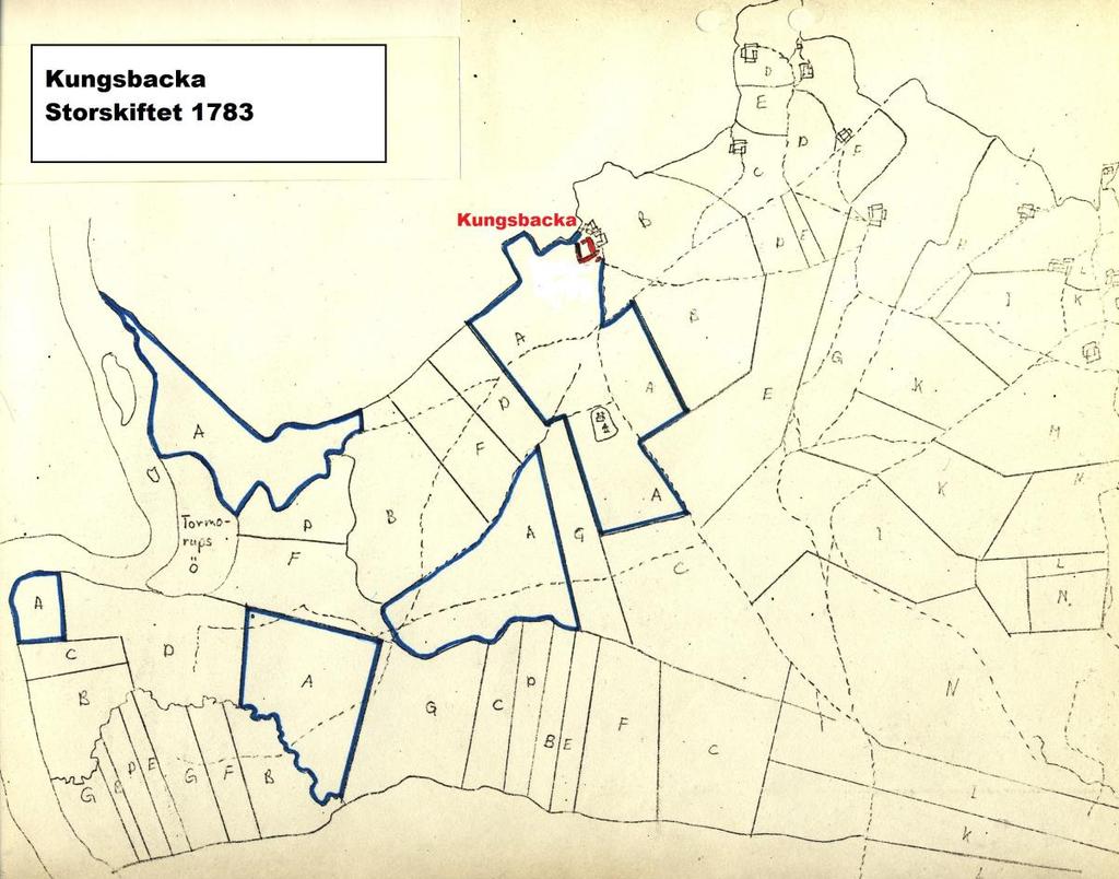 Fram till 1796 var gårdarna i Kungsbacka kronogårdar. Det året friköpte kronoarrendatorerna här, Lars Svensson och Olof Carlsson, sina brukningsenheter och blev självägande.