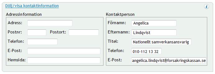 4.2.3 Samverkansadministratörer I panelen visas samverkansorganisationens samverkansadministratörer.